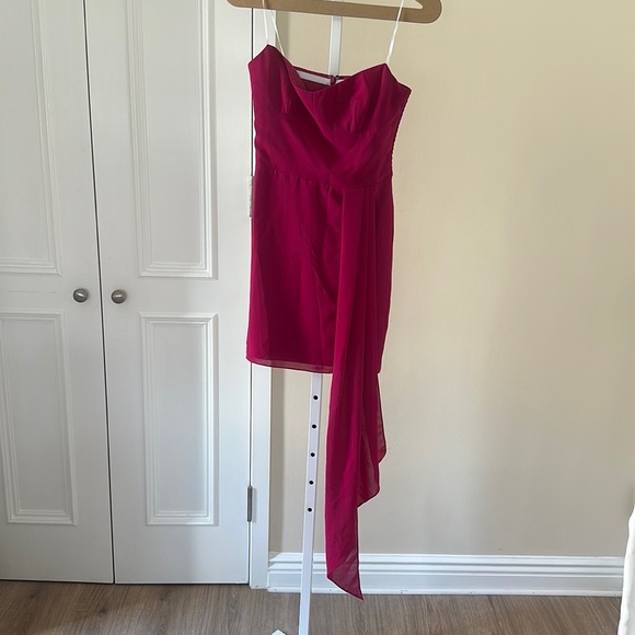 Amanda Uprichard Fuschia Mini Dress with Draping size Small - Picture 5 of 8